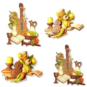 VTG Dart Industries 1975 1976 wine guitar Violin Tulips Books Floral Mus…